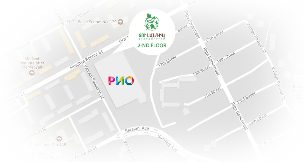 Map showing the location of Zoolandia in Yerevan